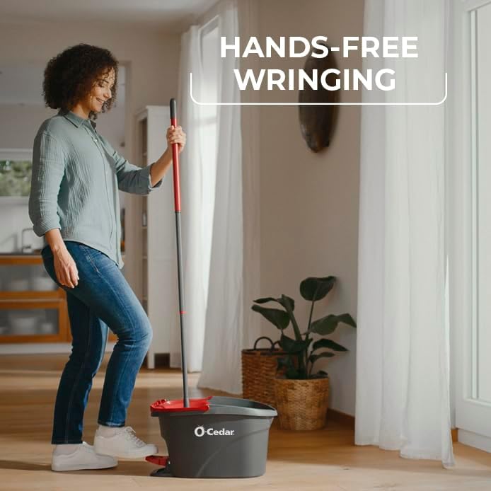 O-Cedar EasyWring Microfiber Spin Mop - Efficient Floor Cleaning System with 4 Extra Refills