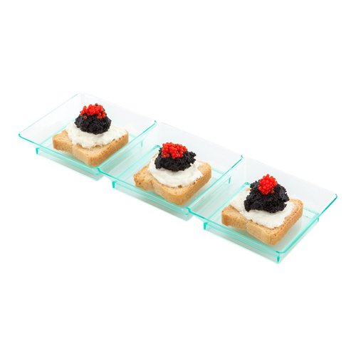 Restaurantware 7.5 x 2.5 Inch Sauce Trays 100 Disposable Divided Serving Plates - Lids Sold Separately Disposable Seagreen Plastic 3 Compartment Serving Dishes For Condiments Or Appetizers