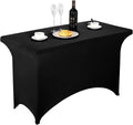 FORLIFE Spandex Table Cover - Fitted 4ft Rectangular Tablecloth for Weddings & Parties | Black