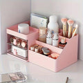 Makeup Organizer With 2 Drawers, Countertop Organizer For Vanity, Bathroom Organizers And Storage, Bathroom And Bedroom Desk Cosmetics Organizer For Skin Care, Brushes, Eyeshadow, Lotions (Pink)
