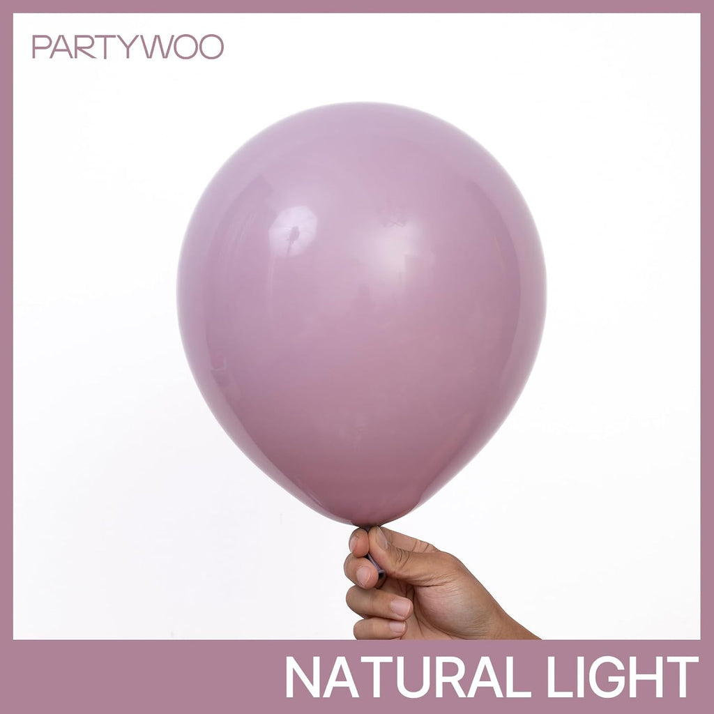 PartyWoo Dusty Purple Balloons - 140-Piece Pack in 5, 10, 12 Inch Sizes | Boho Baby Shower & Birthday Decor