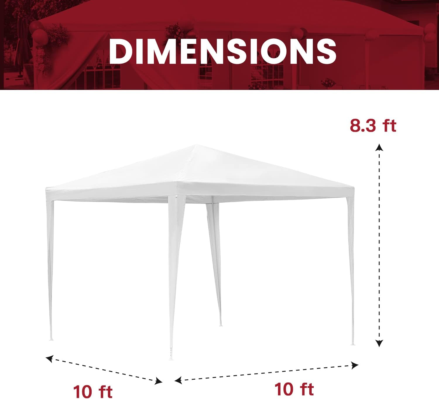 Skiennix 10x10 Waterproof Gazebo Canopy - Durable Outdoor Patio Tent for Weddings & BBQs