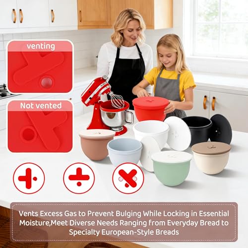 5 Qt Silicone Bowl Liners with Lids for Kitchenaid Mixer, 3-Pack Extra-Thick 2mm Kitchenaid silicone bowl insert for Kitchenaid, Precision Fit for Tilt-Head, Quick Replacement & Easy Clean