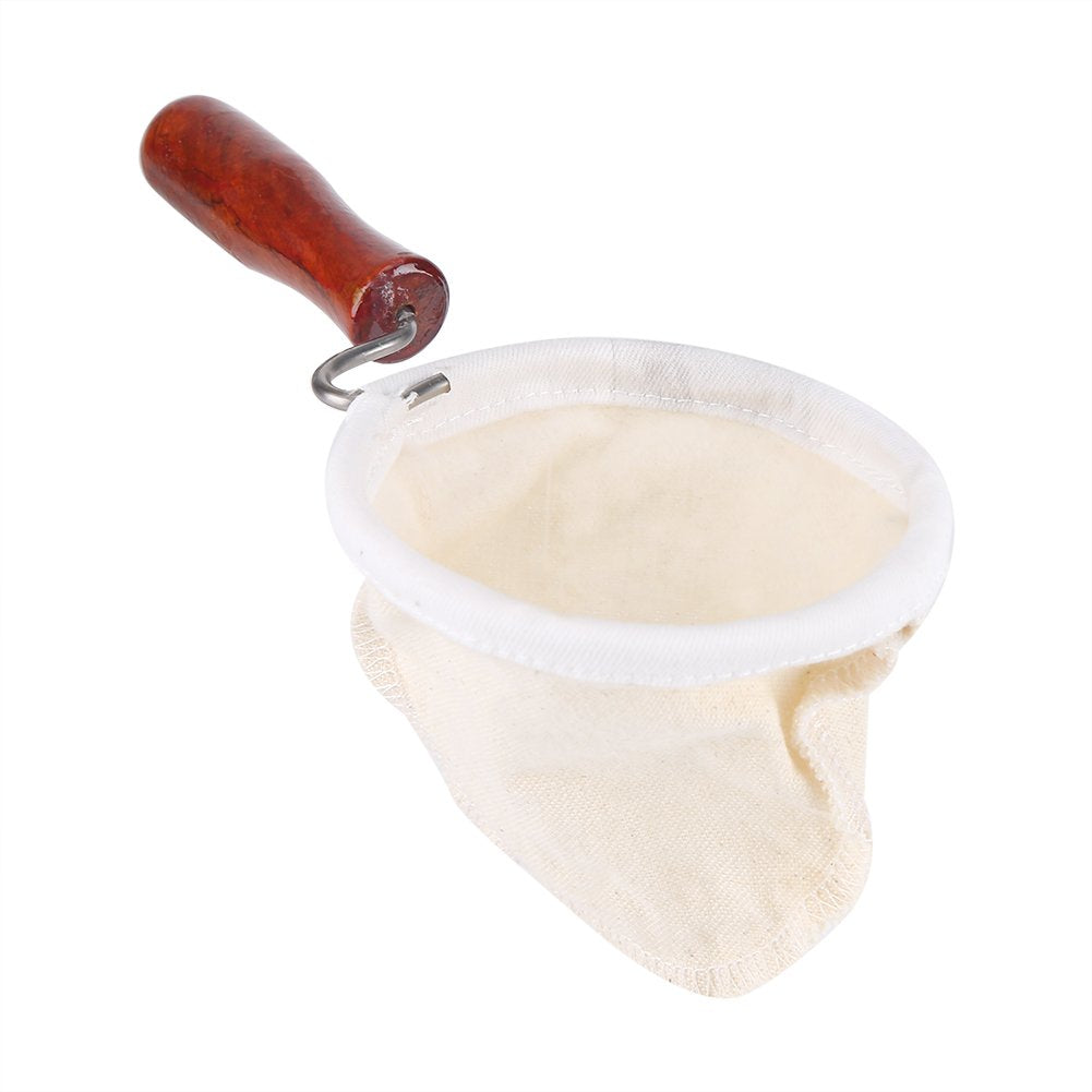 Fdit Coffee Filter Handmade Reusable Cafe Flannel Cloth Filter Bag Coffee Sock with Wooden Handle(Large)