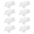 Pesonlook 8 Packs 90 x 156 Inch Tablecloth, White Polyester Table Cloth for 8ft Rectangle Tables, Stain and Wrinkle Resistant Washable Fabric Table Cover for Wedding Banquets Parties Buffet Dining