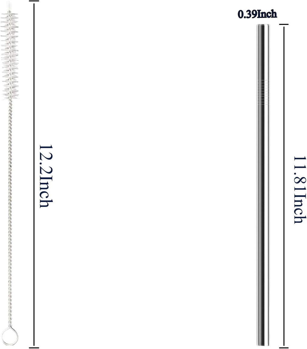 Skiennix Stainless Steel Straws - 6 Pack Reusable Straws with Cleaning Brushes for Stanley Tumblers