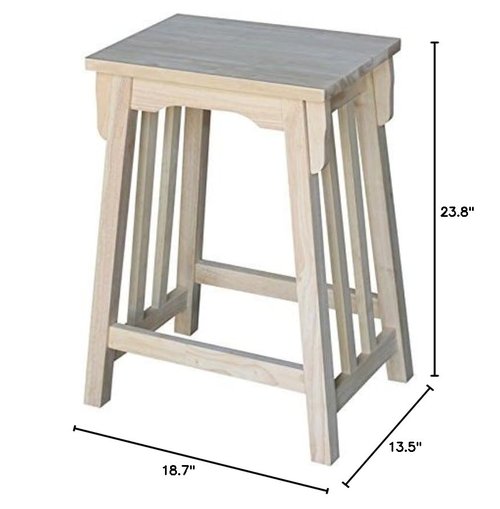 International Concepts 24-Inch Mission Counter Height Stool, Unfinished
