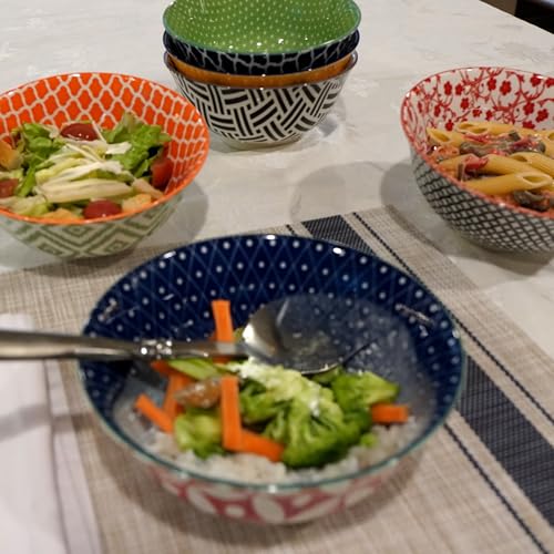 Soho 6-Piece Porcelain Bowl Set – 6.25" Small Multicolor Rice, Soup, Ice Cream, Side & Dipping Bowls – Modern Asian-Inspired Decorative Ceramic for Everyday & Entertaining Use