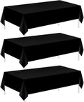 Childom Plastic Tablecloths - 3 Pack Black Disposable for Rectangle Tables 54" x 108" | Perfect for Parties & Events