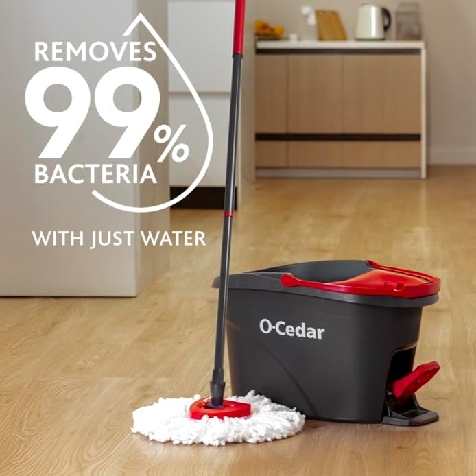 O-Cedar EasyWring Microfiber Spin Mop - Efficient Floor Cleaning System with 4 Extra Refills
