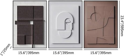 BULUXE Japandi Geometric Wall Art Set - 3D Abstract Minimalist Framed Canvas Decor | 15" W x 23" H