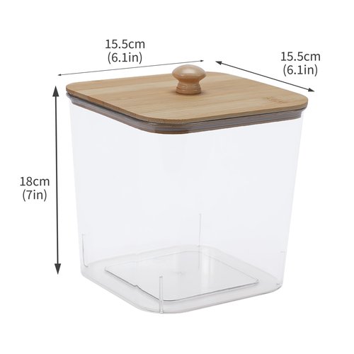 Yomjarl Bath Salt Container,2 Pack Clear Plastic Storage Bathroom Canisters with Wooden Lids & Handle,Airtight Bath Salt Dispenser Jars for Bathroom Organization Accessories,Bathtub Decor Box