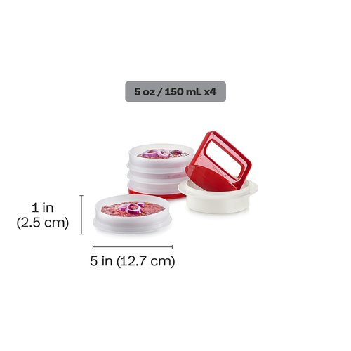 Tupperware Hamburger Press and 4-Container Set, Dishwasher Safe and BPA Free