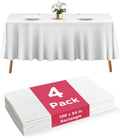 Prestee Disposable Plastic Table Cloths - Heavy-Duty Waterproof 108" x 54" White Rectangle Covers for Events