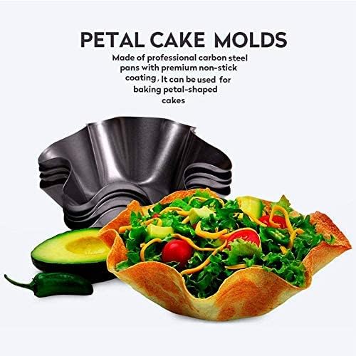 Skiennix 6-Pc Tortilla Pan Set | Non-Stick Fluted Taco Salad Bowl Makers, Carbon Steel