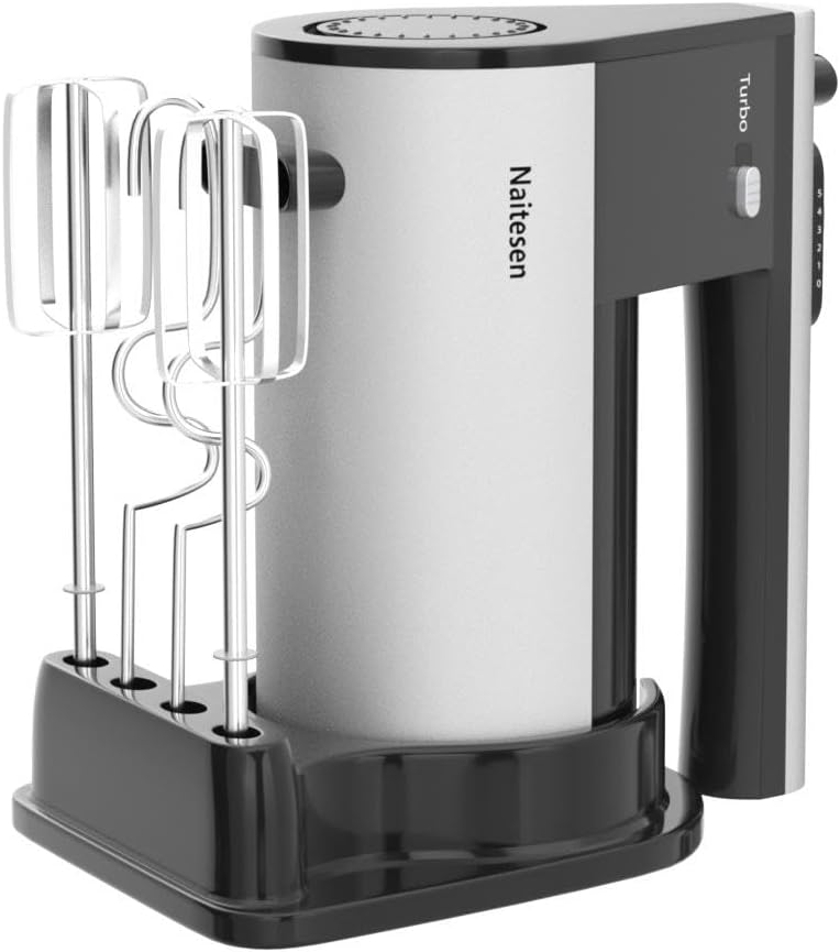 Skiennix 600W Electric Hand Mixer - 10-Speed Powerful Kitchen Mixer with Turbo | Lightweight, Includes Dough Hooks & Beaters