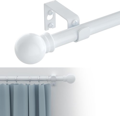 GXOACKJ Heavy-Duty Decorative Curtain Rods - 32-48 Inch, 5/8 Inch White Metal Set with Brackets