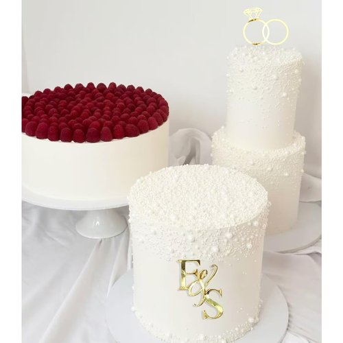 Wedding Cake Topper Diamond Ring Cake Topper with 26 Letter Personalize Bride and Groom Initial Sign