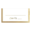 Elegant White Table Place Card with Gold Trim, 4'' x 4'' - Perfect for Table Decoration for Weddings, Parties, and Events, Pack of 50