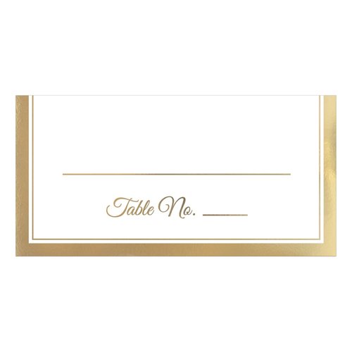 Elegant White Table Place Card with Gold Trim, 4'' x 4'' - Perfect for Table Decoration for Weddings, Parties, and Events, Pack of 50