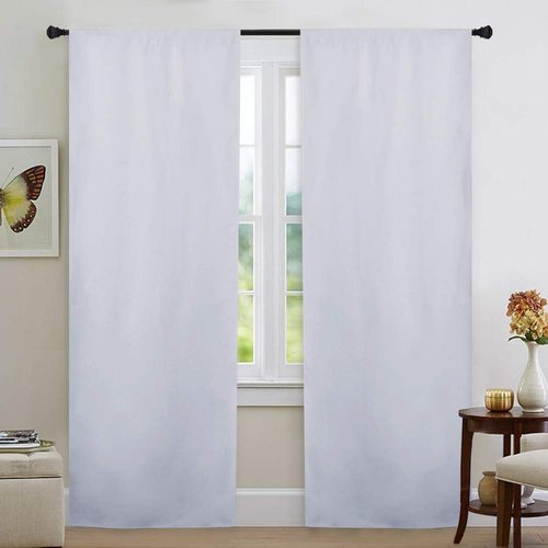 NICETOWN Blackout Curtain Liners for 84 inches Long Drapes, Blackout Curtain Liners for Window, Noise Reducing Light Blocking Liner (Set of 2, Each is 34" x 80", Hooks Included, Greyish White)