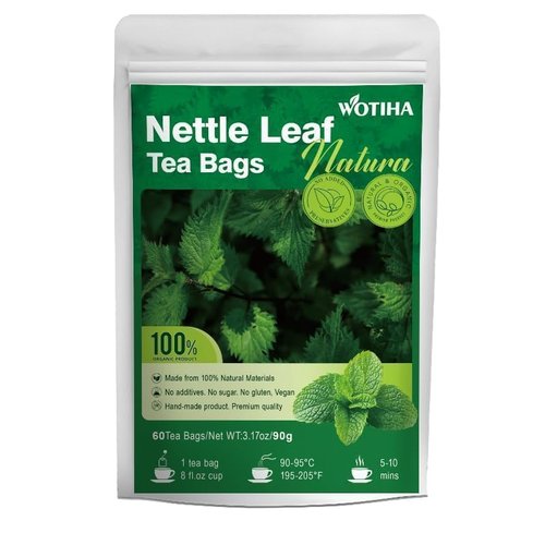 WOTIHA Premium Natural Nettle Leaf Tea Bags, 60 Count – 100% Pure Herbal Tea,Supports Kidney & Joint Health Caffeine-Free, Non-GMO, Additive-Free, Gluten-Free