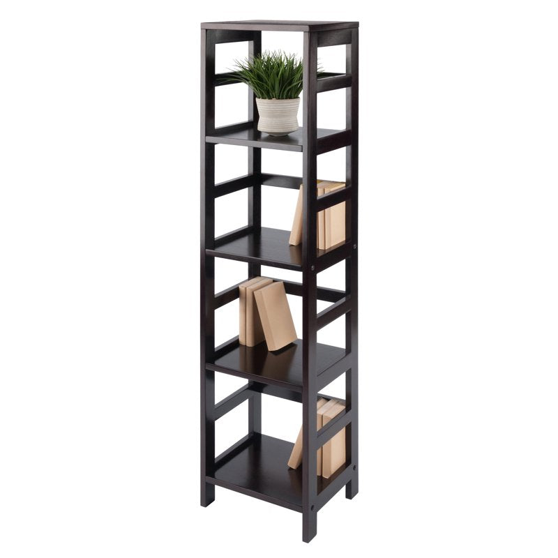 Narrow 4-Section Open Shelf - Espresso Finish
