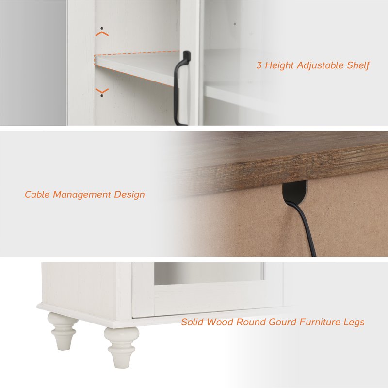 Buffet Cabinet with 6 Glass Doors and Adjustable Shelf - 3 Pack