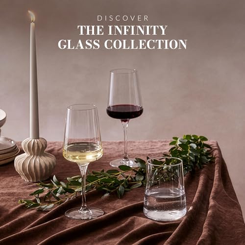 Krosno White and Sparkling Wine Glasses, 6 piece set, 13.52 oz , Infinity Collection, Elegant, Crystal Glass, Lead-free Glass, Dishwasher Safe, Made in Europe