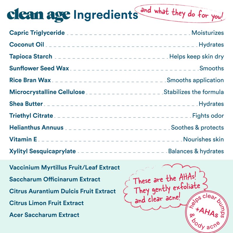AHA Deodorant for Teens - Aluminum-Free & Sensitive Skin Safe