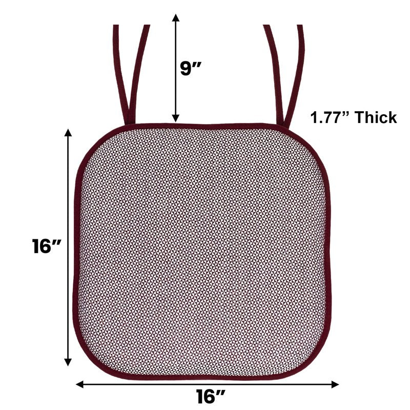 Cameron Memory Foam Chair Cushion Pads - 6-Pack, Wine/White
