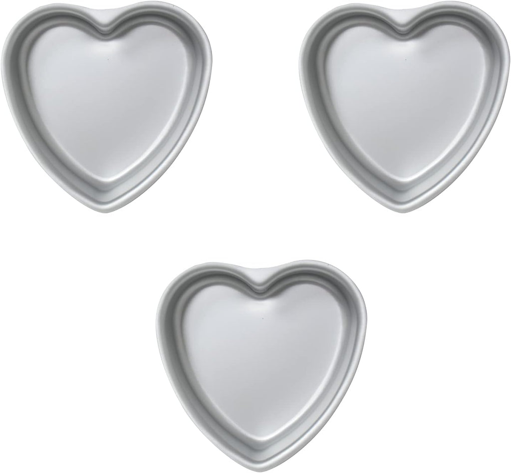 Skiennix Heart-Shaped Cake Pan Set - 6 Inch Aluminum Tins for Weddings & Parties | Set of 3