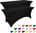 IVAPUPU 4FT Rectangular Table Covers - Washable Black Spandex for Events, Parties & Weddings