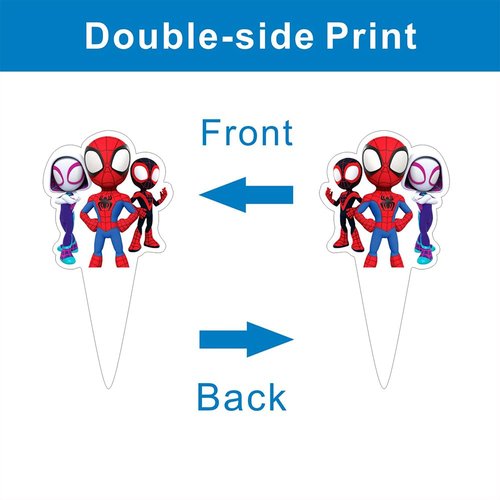 25pcs Spider and His Friends Cake Decorations with 24pcs Cupcake Toppers, 1pcs Cake Topper for Wrestling Birthday Party Supplies