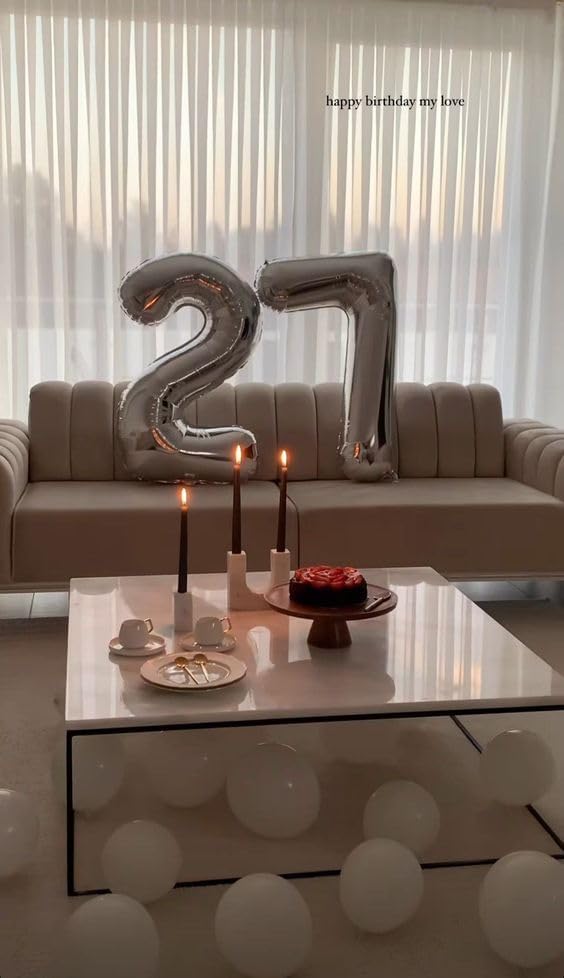 Silver Number 7 Balloon - 40 Inch Giant Foil Balloon for 7th Birthday Party Decorations