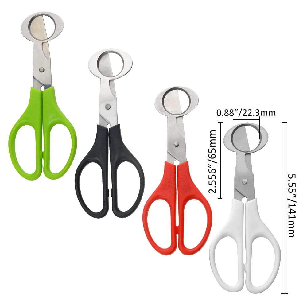 XINMEIWEN 24 Pack Stainless Steel Quail and Pigeon Egg Cutter Scissors Tool for Home Kitchen (Four Colors: Black, White, Red, Green) with ABS Plastic Handle