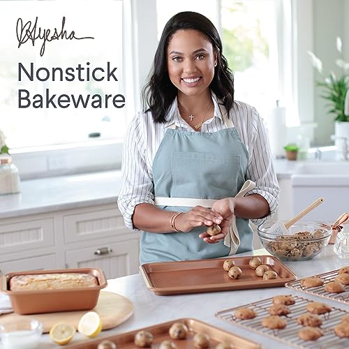 Ayesha Curry Kitchenware Bakeware Nonstick Baking Cookie, Loaf, Cake Pan Set, 7-Piece, Copper