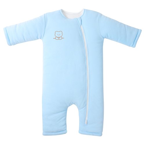Premium Cotton Baby Sleep Sack with Legs Warm Winter 3-6 Months 2.5 Tog, Wearable Blanket Sleeping Bag for Easy Diaper Changing Transitional Unisex Sleep sacks for Newborn Infant Girls Boys Blue