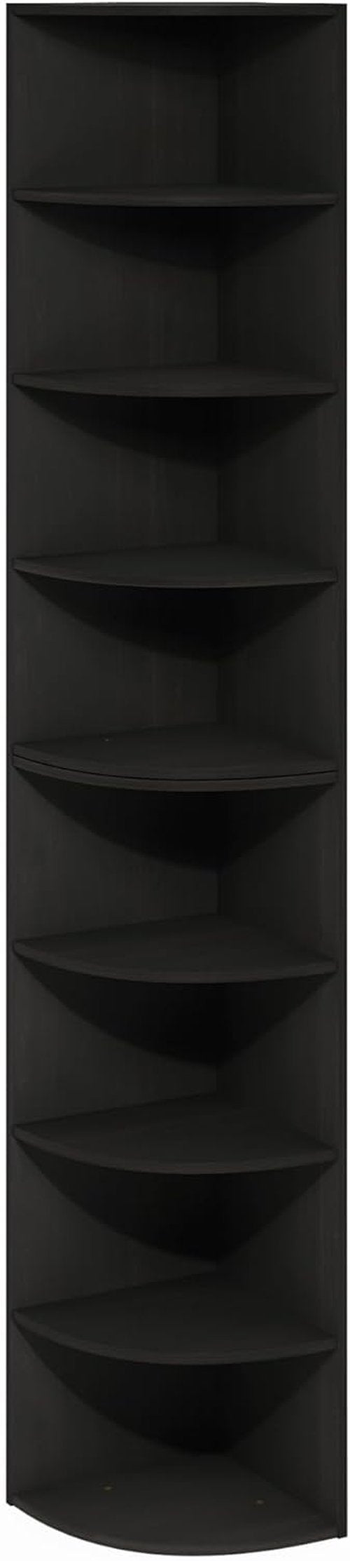 Furinno ECON Corner Shelf - 8-Tier Bookcase for Organized Storage | Espresso Finish for Living Room & Home Office