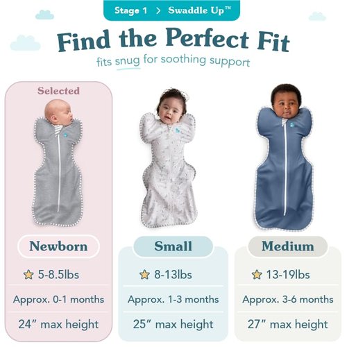 Love to Dream Swaddle UP - Gray Newborn Swaddle for Better Sleep | 5-8.5 lbs, Arms Up Position (Pack of 2)