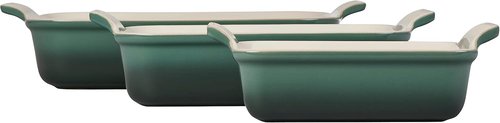 Le Creuset Stoneware Heritage Set - 3 Rectangular Dishes in Artichaut Color