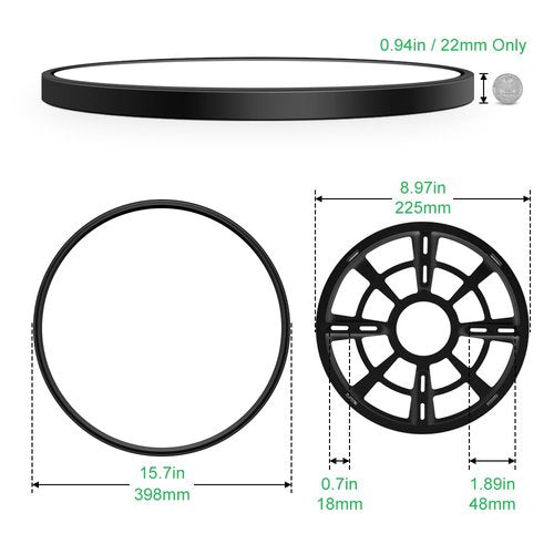 LEDLightsWorld 15.7inch 32W LED Flush Mount Ceiling Light, 5000K Daylight White LED Ceiling Light, 3800LM Bright Round Flat Panel Light, Black Ceiling Light for Bedroom, Living Room, Dining Room