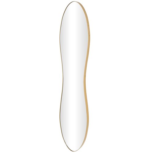 Deco 79 Metal Room Wall Mirror Tall Wavy Entryway Mirror, Wall Mounted Mirror 9" x 1" x 45", Gold