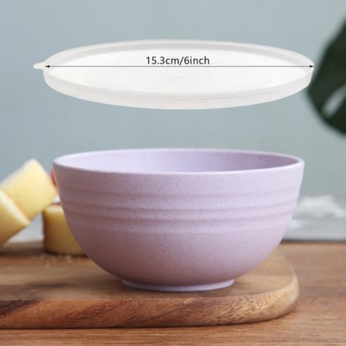 falichchch 5 Pack Unbreakable Wheat Straw Bowls with Lid, 26 OZ Cereal Bowls for Kitchen, Dishwasher Safe Soup and Salad Bowls, Reusable microwave bowl for Ice Cream,Snack and Fruits