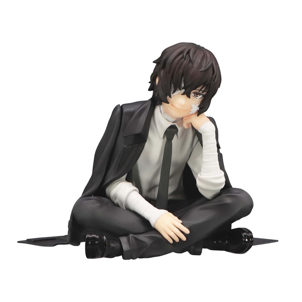 Puruuige 2PCS Nakahara Chuuya/Dazai Osamu Anime Figure Dazai Osamu Noodle Stopper Figurine Sitting Pose Character Model Desktop Decoration, 5.5 inch