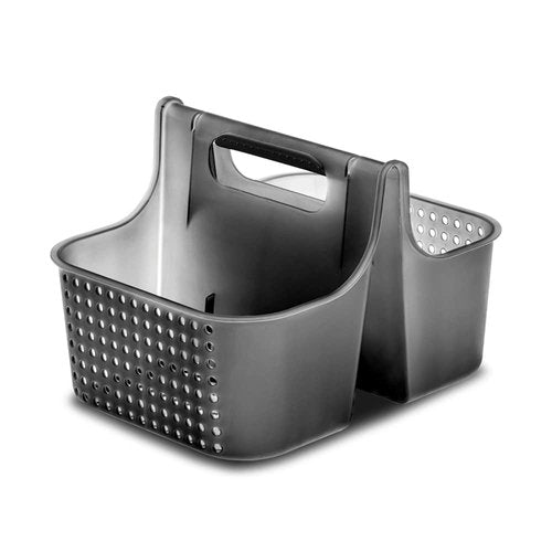 madesmart Large Premium Portable Shower Caddy, Hold Soap, Shampoo, Hair Supplies and Beauty Products, Cleaning Supplies Organizer for Home, Dorm, Plastic Shower Tote, Soft Handle, Smoke
