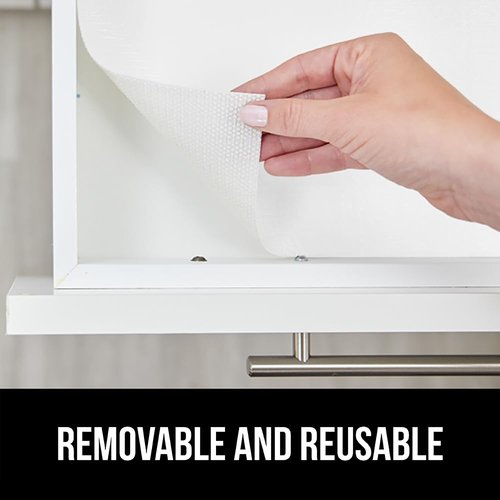 GORILLA GRIP DripGuard Shelf Liner, Non-Adhesive Drawer and Kitchen Cabinet Protector, 24x240 Inch, Strong Grip Slip Resistant Underside, Smooth Surface Liners for Cabinets, Bathrooms, Closets, White