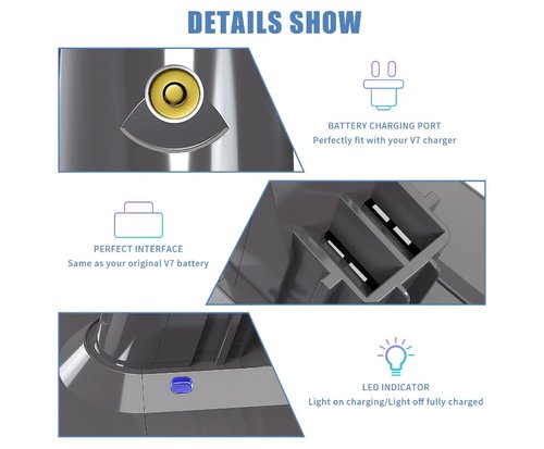 dumtuny 2000mAh Dyson 21.6V Battery for Dyson V7 Battery V7 SV11,V7 Motorhead Pro,V7 Motorhead Vacuum,V7 Total Clean,V7 Trigger, V7 Fluffy,V7 Extra,18650Rechargeable Battery