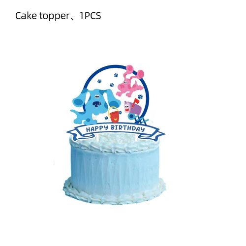 25pcs Cute Blue Dogs Birthday Party Supplies, Cake Toppers, Party Decorations for Boys & Girls