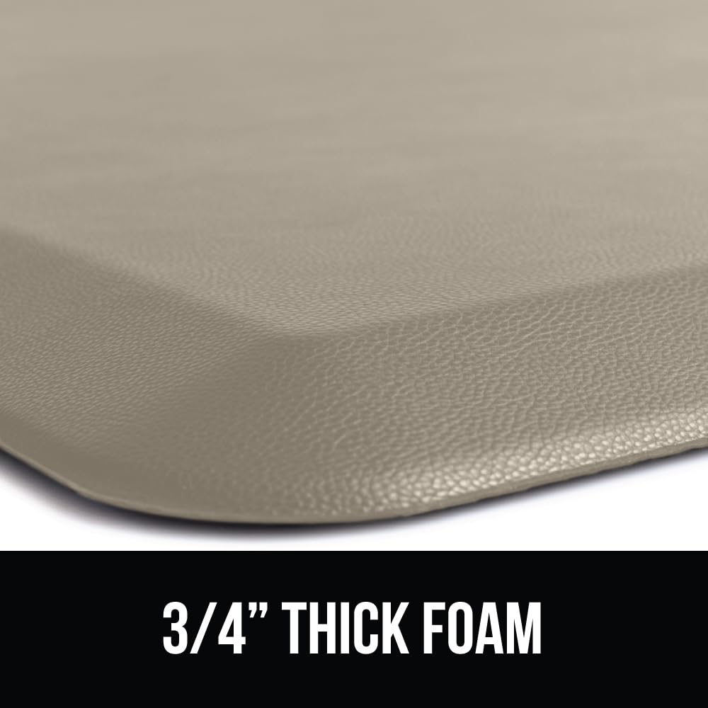 GORILLA GRIP Comfortable Cushioned Kitchen Mats for Floor, 39x20, Waterproof and Stain Resistant Soft Top, 3/4 Inch Thick Ergonomic Standing Desk Anti Fatigue Mat, Foam Supports Ankles and Feet, Taupe